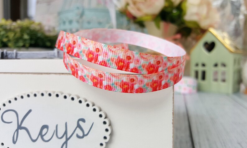 wide Grosgrain floral ribbon 3 yards; 38 inch 9mm