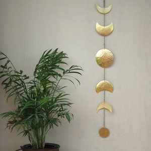 Moon Phases Wall Hanging Brass Moon Wall Decor Full Moon Wall Art Moon Mobile Moon Child Lunar image 2