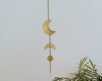 Crescent Moon Phases Wall Hanging Moon Wall Art Brass Moon Wall Decor - Crescent Moon Mobile - Moon Child - Lunar - Moons Decoration