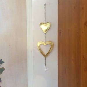 Gold Heart Wall Hanging Heart Art Wall Decoration Love Heart Decor Girls Room Decor Heart Gift Metal Heart Brass image 1