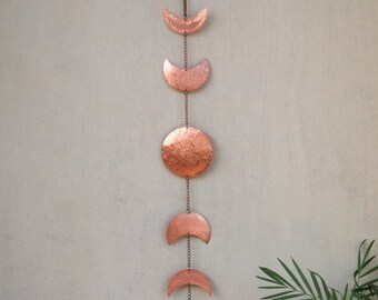 Moon Wall Decor Copper Red Moon Phases Wall Hanging Full Moon Wall Art -  Moon Mobile - Moon Child - Lunar