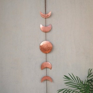 Moon Wall Decor Copper Red Moon Phases Wall Hanging Full Moon Wall Art -  Moon Mobile - Moon Child - Lunar