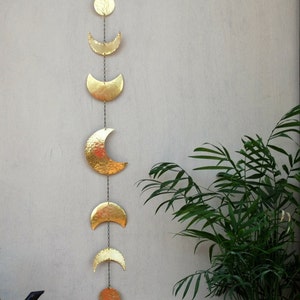 Moon Phases Wall Decor Moon Wall Art Brass Moon Wall Hanging Crescent Moon Mobile Moon Child Lunar Moons Decoration image 1