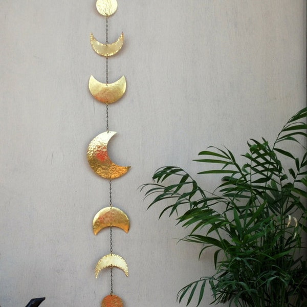 Moon Phases Wall Decor Moon Wall Art Brass Moon Wall Hanging - Crescent Moon Mobile - Moon Child - Lunar - Moons Decoration