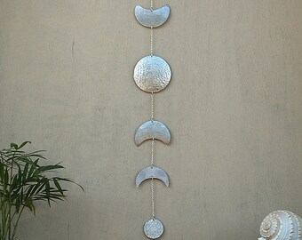 Moon Phases Wall Hanging Silver Full Moon Wall Decor Moon Wall Art - Moon Child - Lunar - Moon Mobile