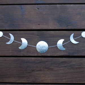 Moon Wall hanging - Silver Moon Phases Wall Decor - Silver Moon Garland - Lunar - Moon Wall Art - Moon Child -Horizontal or Vertical Hanging