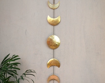 Moon Phases Wall Hanging Brass Moon Wall Decor Full Moon Wall Art -  Moon Mobile - Moon Child - Lunar