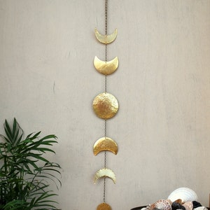 Moon Phases Wall Hanging Brass Moon Wall Decor Full Moon Wall image 4