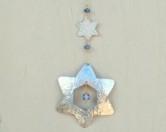 Decoración de pared de estrella de David estrella judía Magen David colgante de pared decoración de arte judío regalo judío judaica decoración del hogar Hanukkah