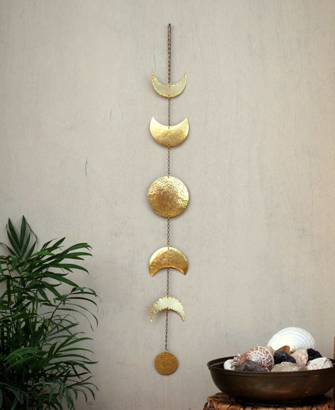 Moon Phases Wall Hanging Brass Moon Wall Decor Full Moon Wall Etsy
