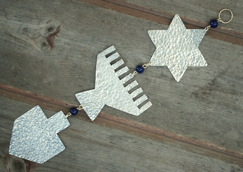 Hanukkah Gift Decor Hanukkah Decoration Hanukkah Garland Jewish Holiday Silver and Blue Mobile Menorah Star of David Happy Hanukkah image 4