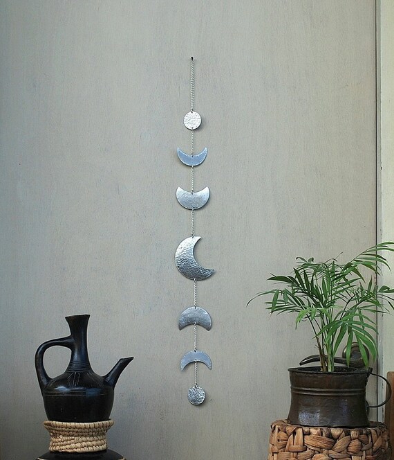 Moon Wall Decor Silver Moon Phases Wall Hanging Moon Wall | Etsy