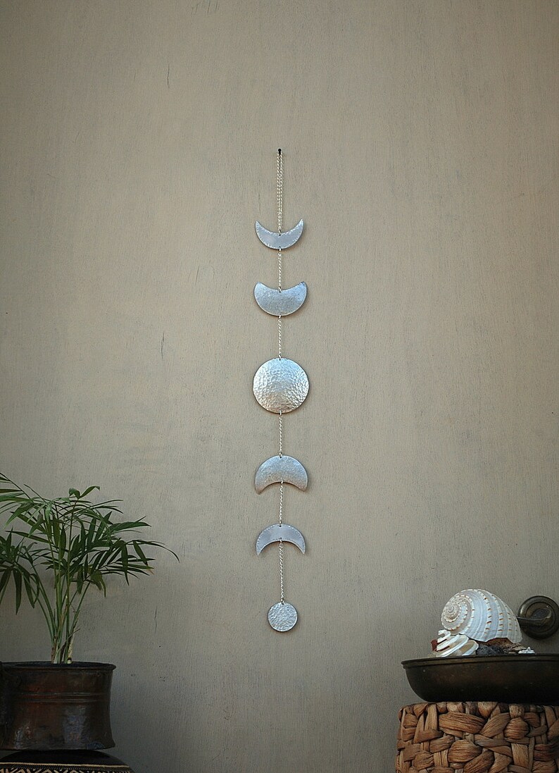 Moon Phases Wall Hanging Silver Full Decor Art Child Lunar Mobile