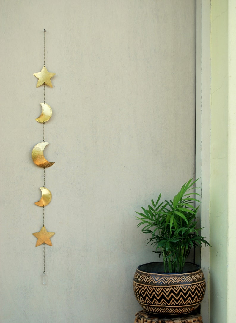 Moons and Stars Wall Art Moon Wall Decor Brass Stars Wall | Etsy