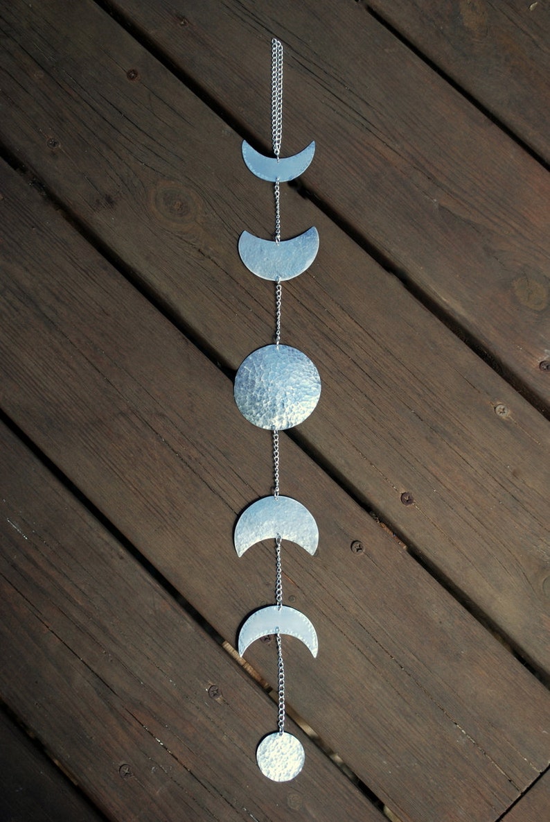 Moon Phases Wall Hanging Silver Full Moon Wall Decor Moon Wall | Etsy