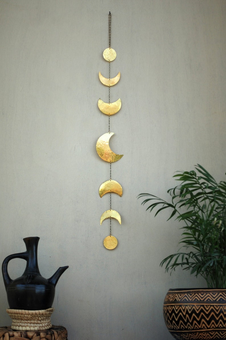 Moon Phases Wall Decor Moon Wall Art Brass Moon Wall Hanging Crescent Moon Mobile Moon Child Lunar Moons Decoration image 5