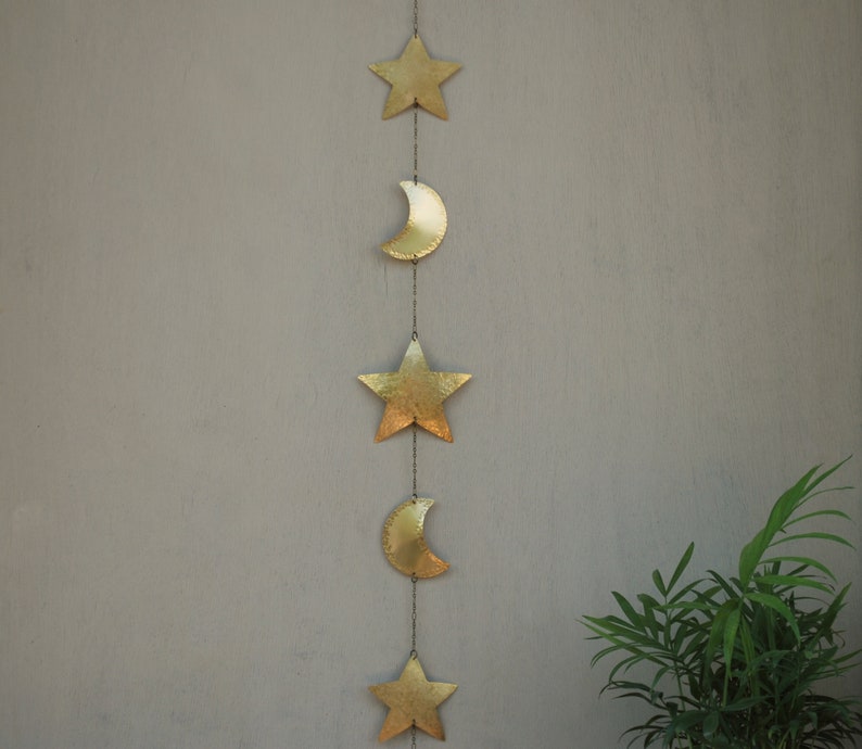 Stars and Moons Wall Decor Moon Wall Art Brass Stars Wall Etsy