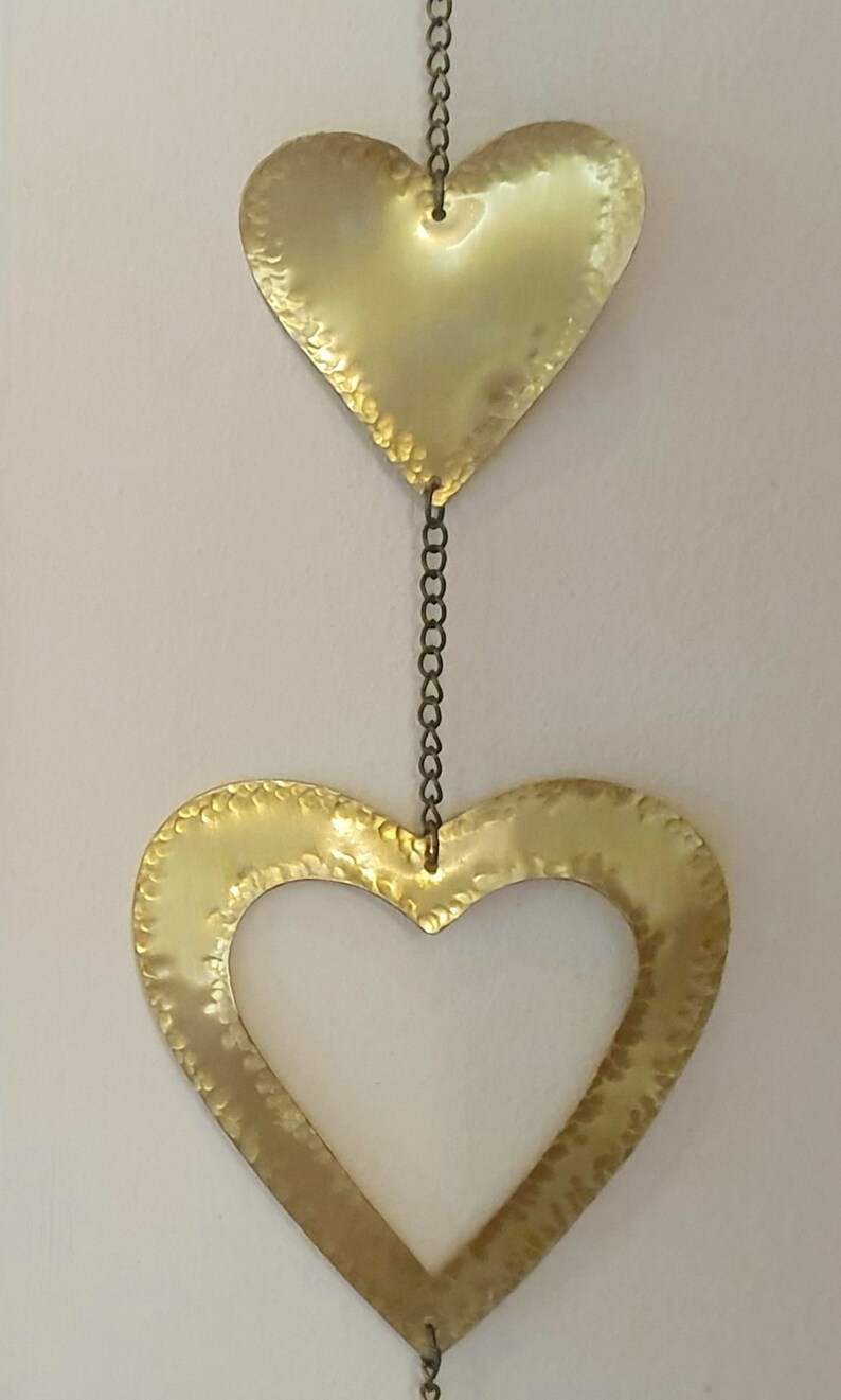 Gold Heart Wall Hanging Heart Art Wall Decoration Love Heart Decor Girls Room Decor Heart Gift Metal Heart Brass image 2