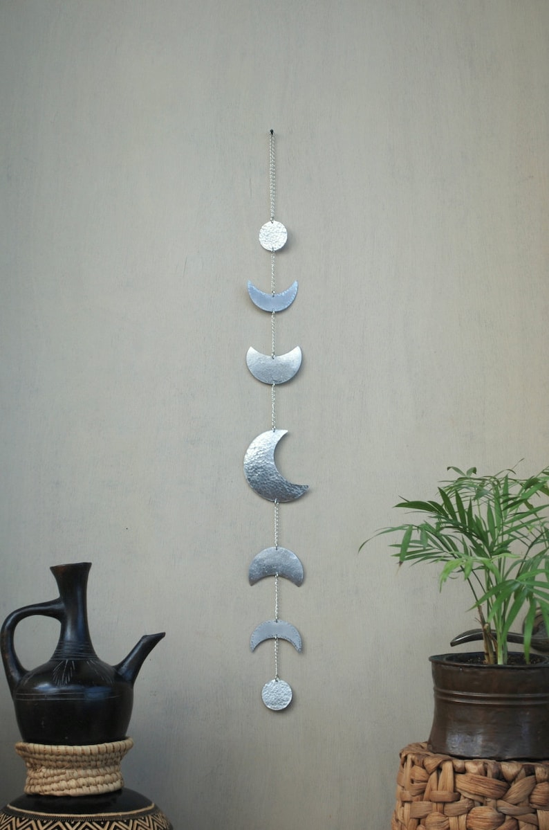 Moon Wall Decor Silver Moon Phases Wall Hanging Moon Wall