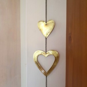 Gold Heart Wall Hanging Heart Art Wall Decoration Love Heart Decor Girls Room Decor Heart Gift Metal Heart Brass image 3