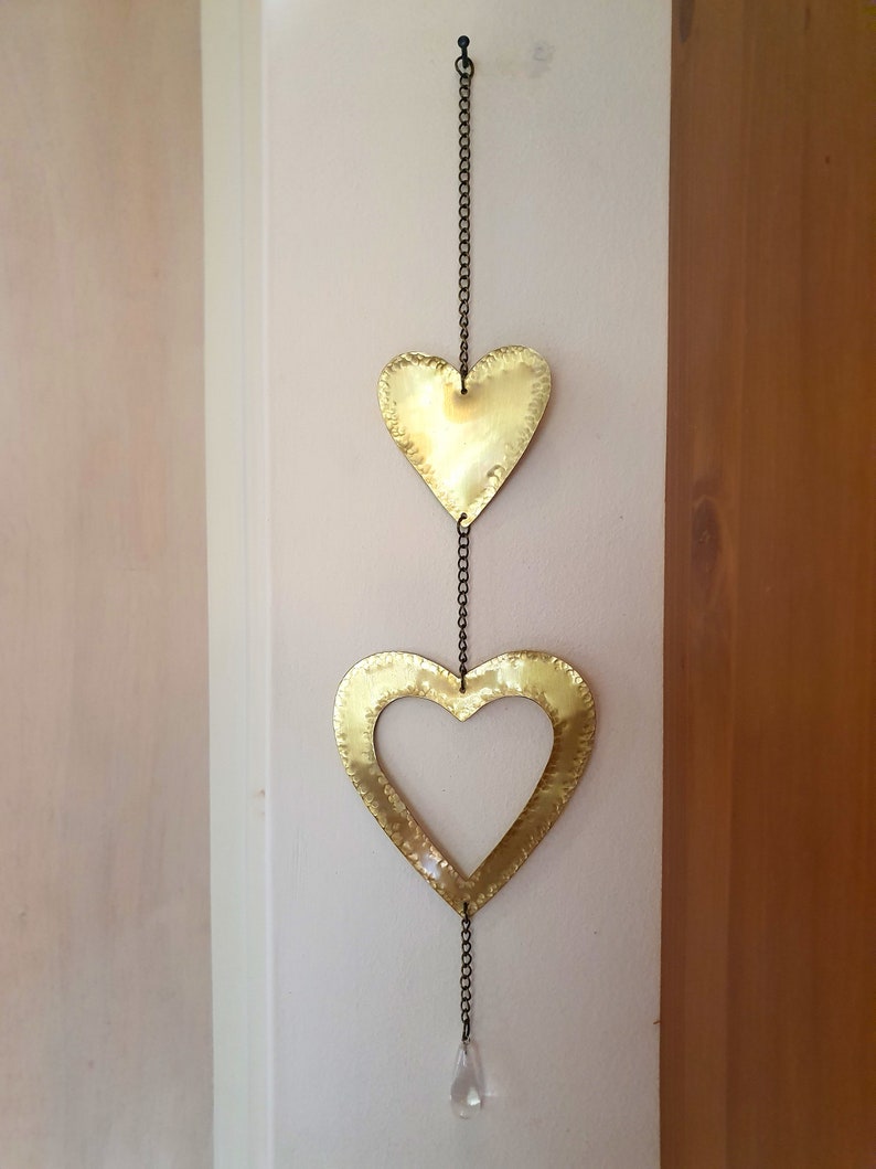 Gold Heart Wall Hanging Heart Art Wall Decoration Love Heart Decor Girls Room Decor Heart Gift Metal Heart Brass image 3