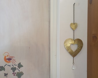 Corazones decoración regalo amor arte latón pared colgante decoración corazón metal decoración corazón arte amor decoración corazones móvil
