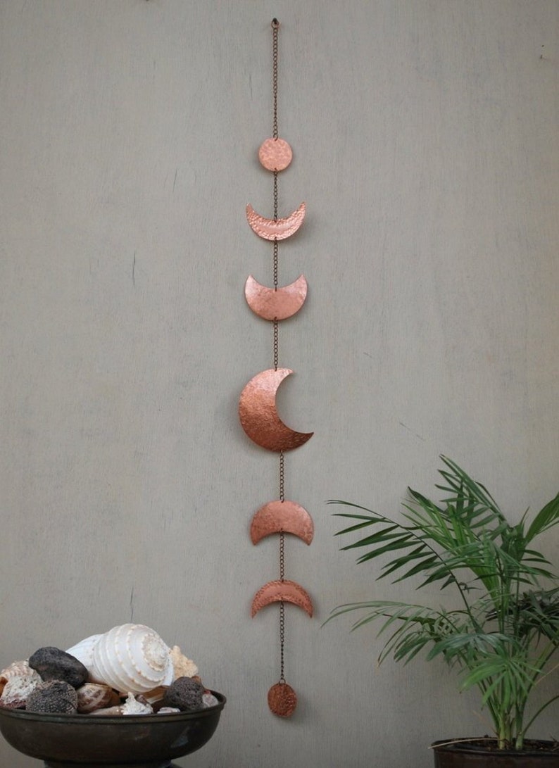 Moon Phases Wall Decor Red Hanging Copper Art Crescent Mobile Child Lunar