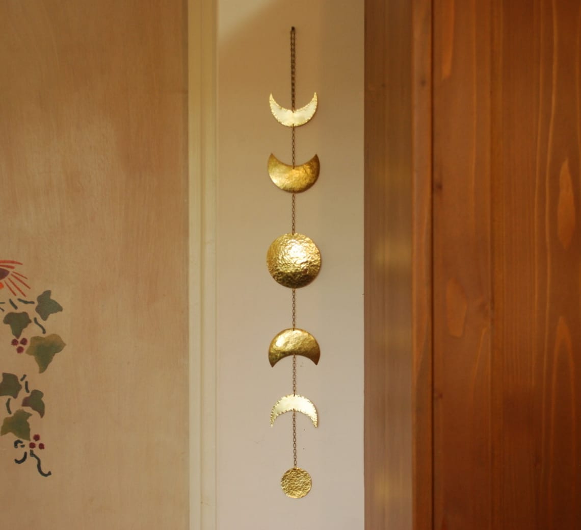 Moon Phases Wall Hanging Brass Moon Wall Decor Full Moon Wall Etsy