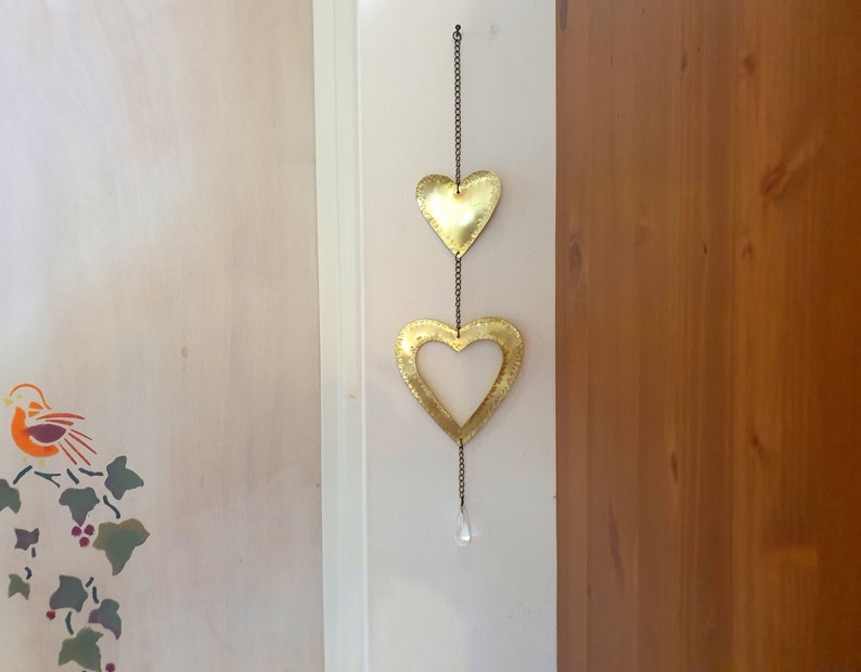 Gold Heart Wall Hanging Heart Art Wall Decoration Love Heart Decor Girls Room Decor Heart Gift Metal Heart Brass image 1