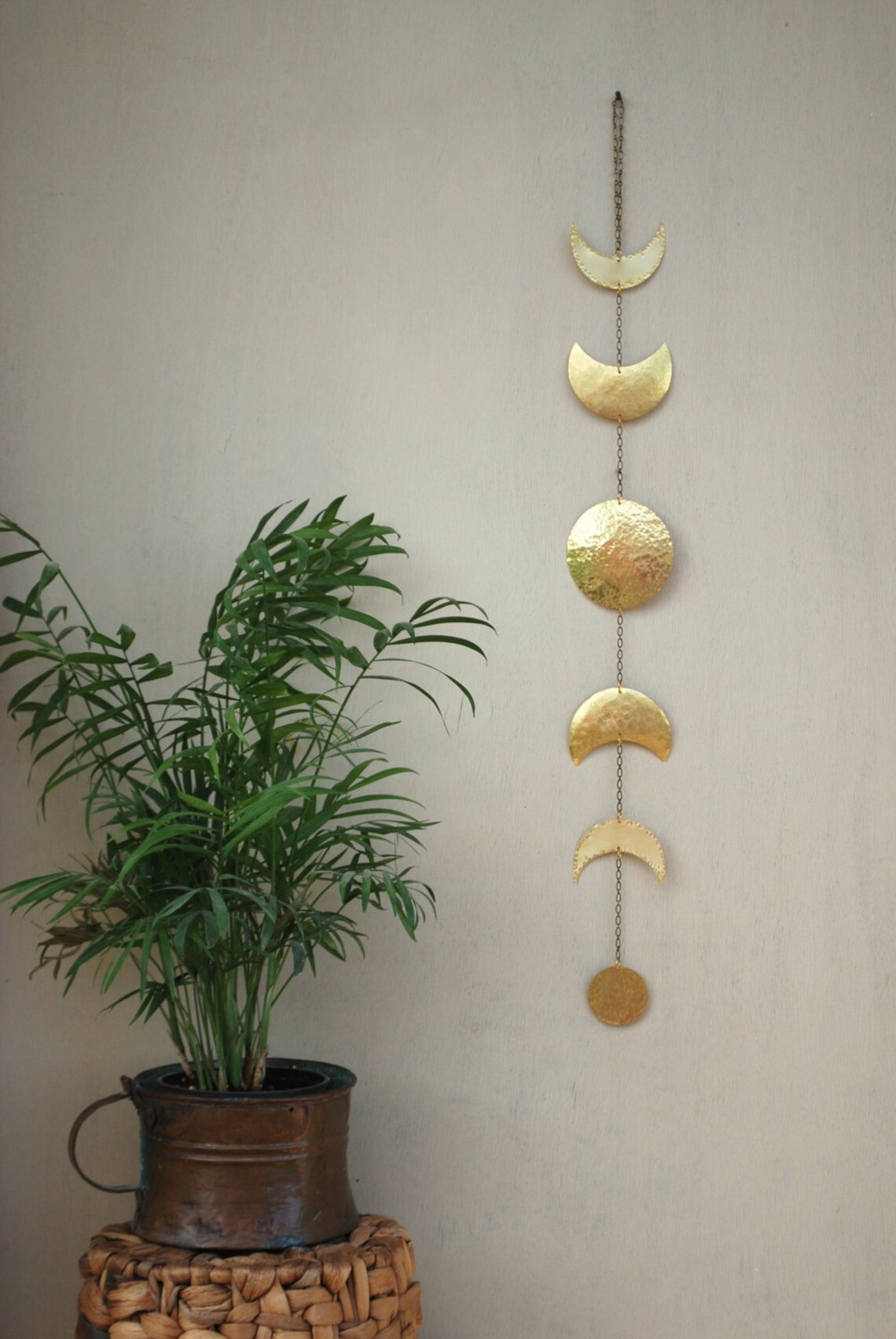 Moon Phases Wall Hanging Brass Moon Wall Decor Full Moon Wall Etsy