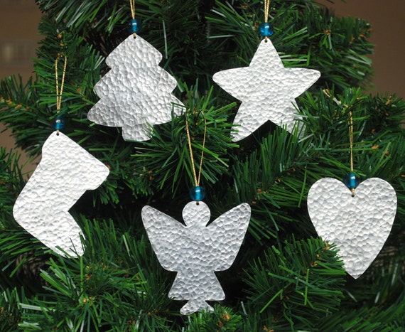 Silver Christmas Ornaments Metal Christmas Tree Decor 5 Etsy