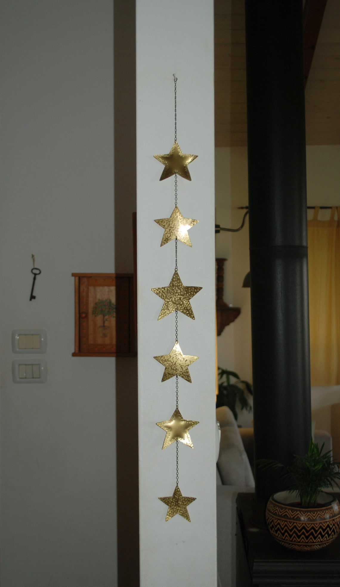 Gold Stars Wall Hanging Stars Wall Decor Brass Stars Mobile Etsy