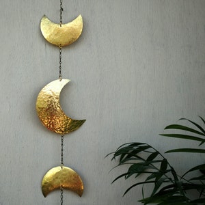 Moon Phases Wall Decor Moon Wall Art Brass Moon Wall Hanging Crescent Moon Mobile Moon Child Lunar Moons Decoration image 2