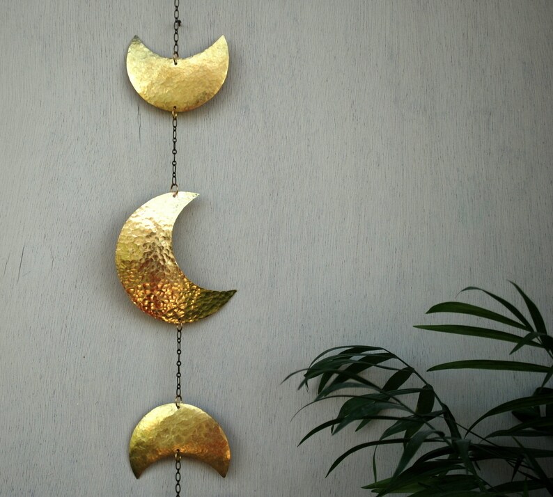 Moon Phases Wall Decor Moon Wall Art Brass Moon Wall Hanging Crescent Moon Mobile Moon Child Lunar Moons Decoration image 2