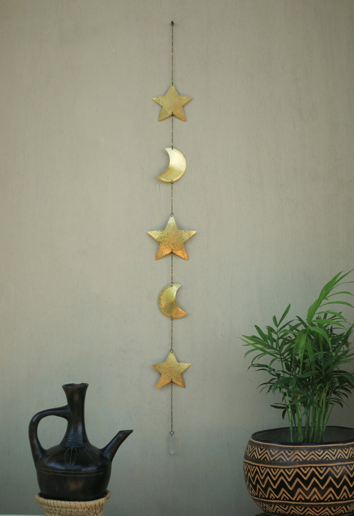 Stars and Moons Wall Decor Moon Wall Art Brass Stars Wall Etsy