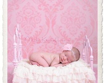 6ft x 6ft Infant Photography Backdrop - Elegant Pink Damask Studio Photography Backdrop  -  Item 171