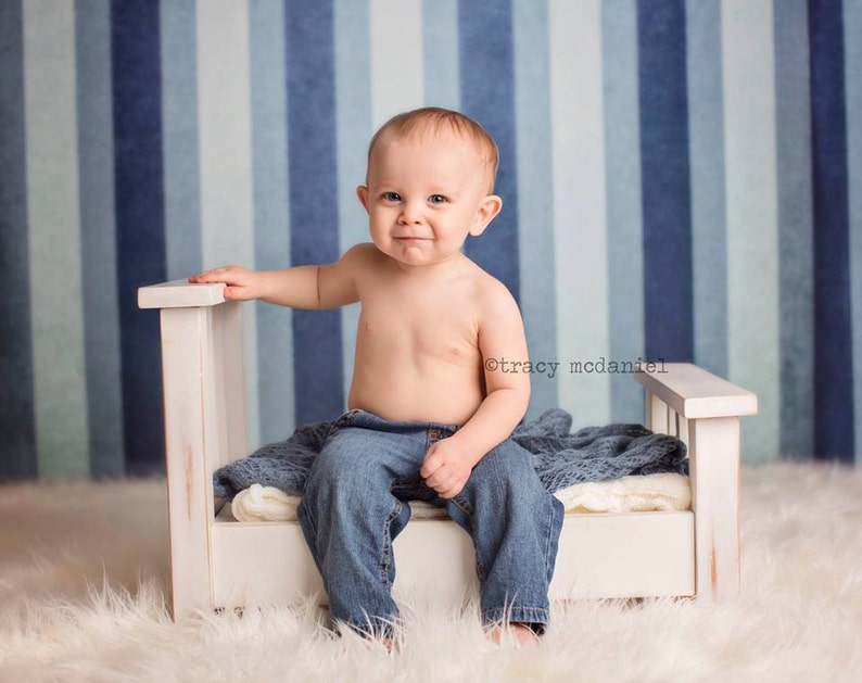 Vinyl or Poly 7ft x 5ft Blue Stripe Backdrop for Photos Boys Photography Backdrop Item 1552