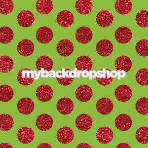 8ft x 8ft Christmas Backdrop Green and Red Glitter Dot Backdrop Polka Dot Photo Background Exclusive Design Item 2121 image 4