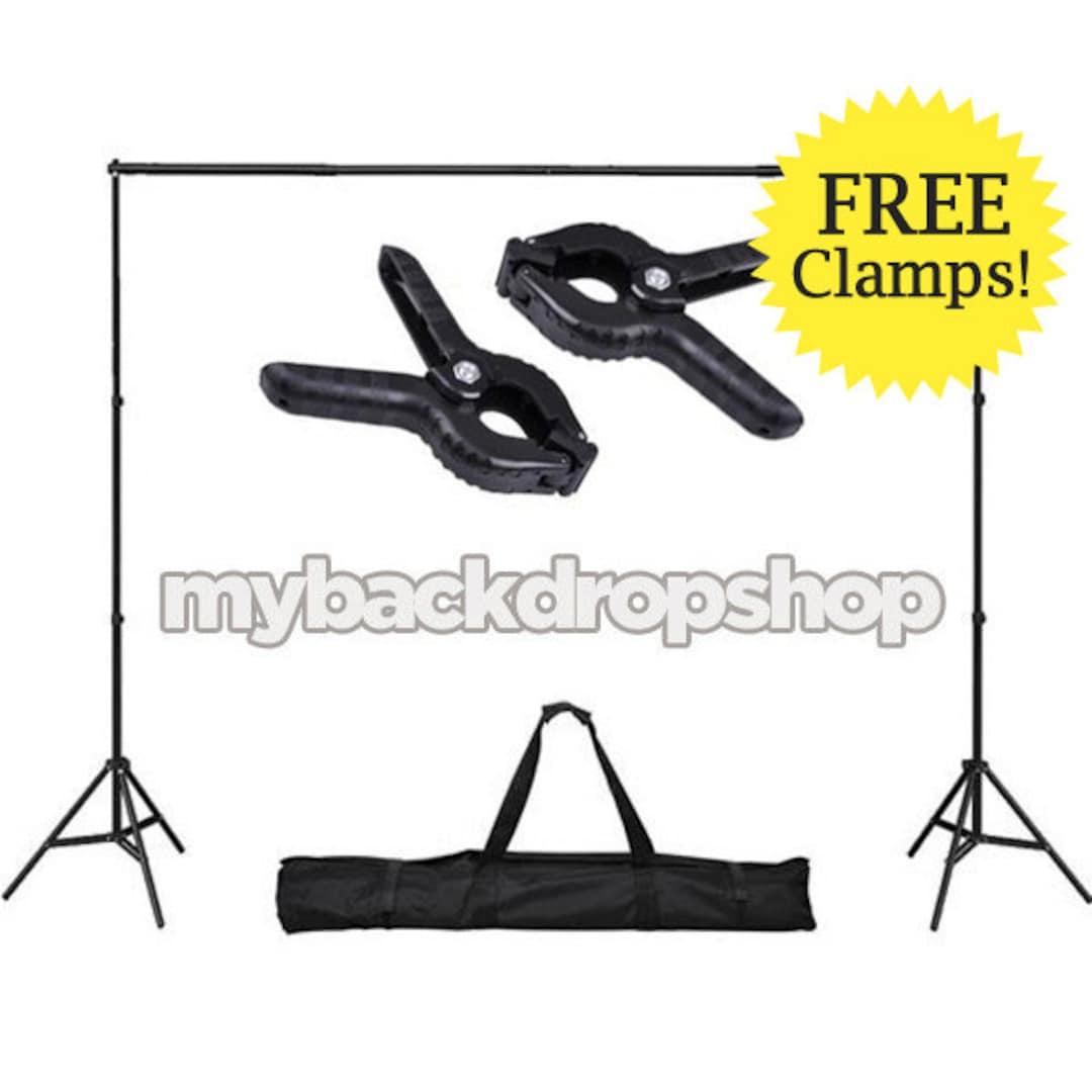 Photography Backdrop Stand With FREE CLAMPS Adjustable 10ft X6ft Backdrop Support System