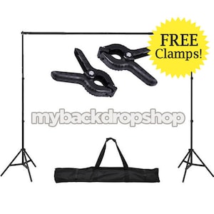 Photography Backdrop Stand with FREE CLAMPS - Adjustable 10ft x6ft Backdrop Support System - Photography Studio Equipment - Item 097