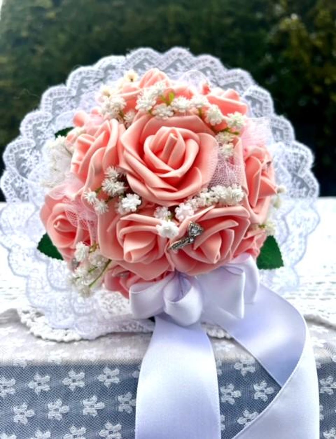 7 Inch First Holy Communion Bouquet, Coral or Lilac Communion Bouquet ...
