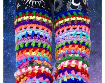 Handmade Crochet Rainbow Leg Warmers