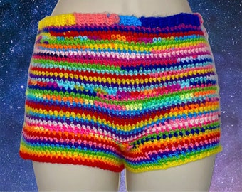 Handmade Crochet Rainbow Shorts