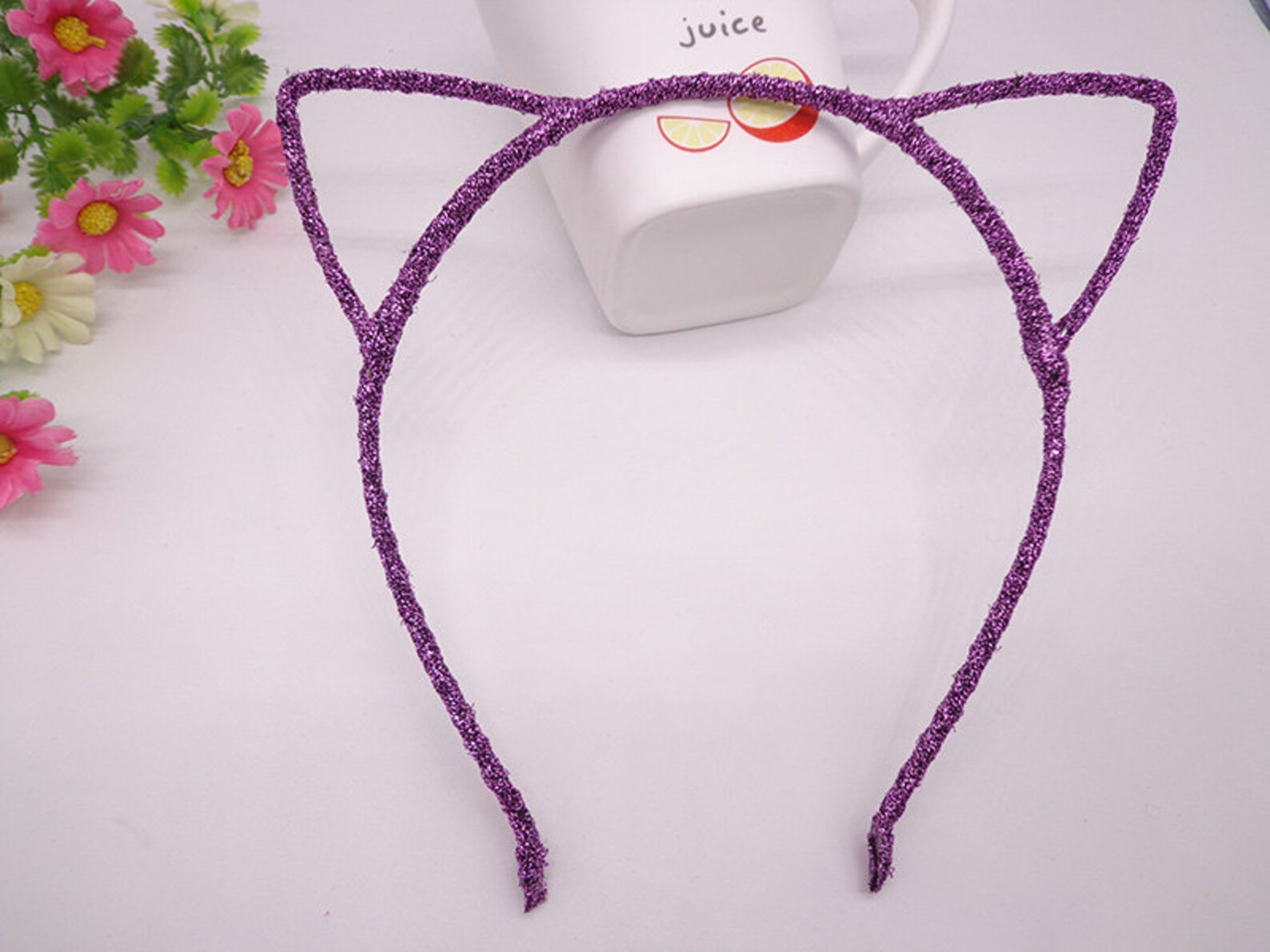 5 Pcs Headbands shiny Purple Cloth Covered Cat Ear Headband Etsy Denmark