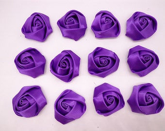 20 pcs  35X20mm purple lovely  rose satin flowers