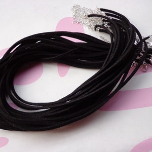 SALE--20pcs 3mm 16-18inch adjustable black  suede leather necklace cord with silver fitting
