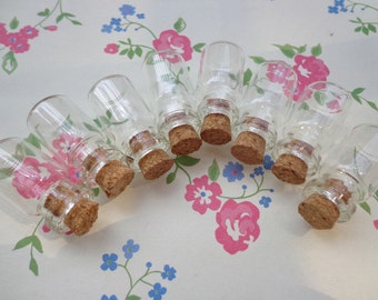20 Mini glass bottles with corks 12x 23mm