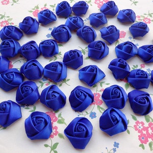 SALE--50 pcs 25X10mm Royal Blue Lovely  Rose Satin Flowers