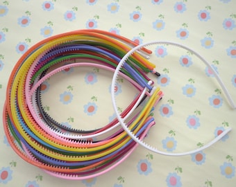 20pcs Mixed Color Plastic Headband 4mm Wide