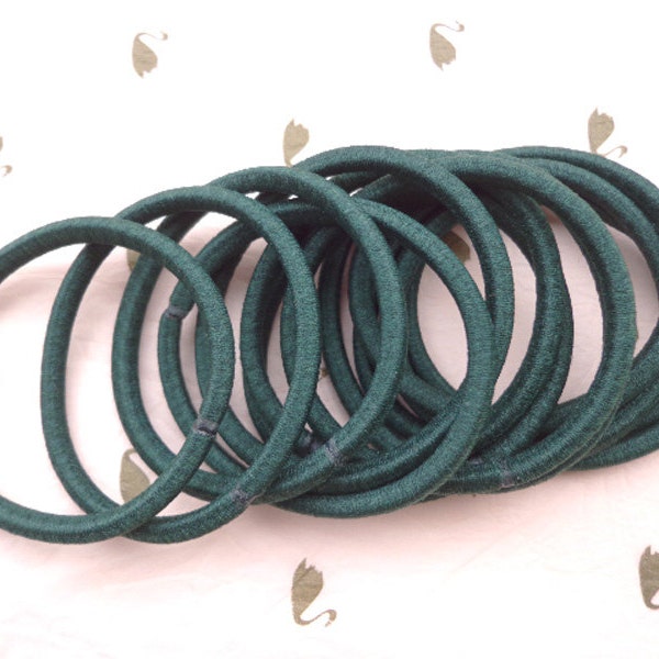 Sale--50 pcs dark green  hair elastics, ponytail elastics,ponytail holders,pigtail holders